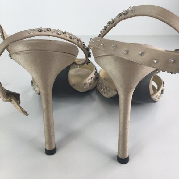 Versace Heel Sandals Ankle Strap Crystals Size 39 - Picture 9 of 10